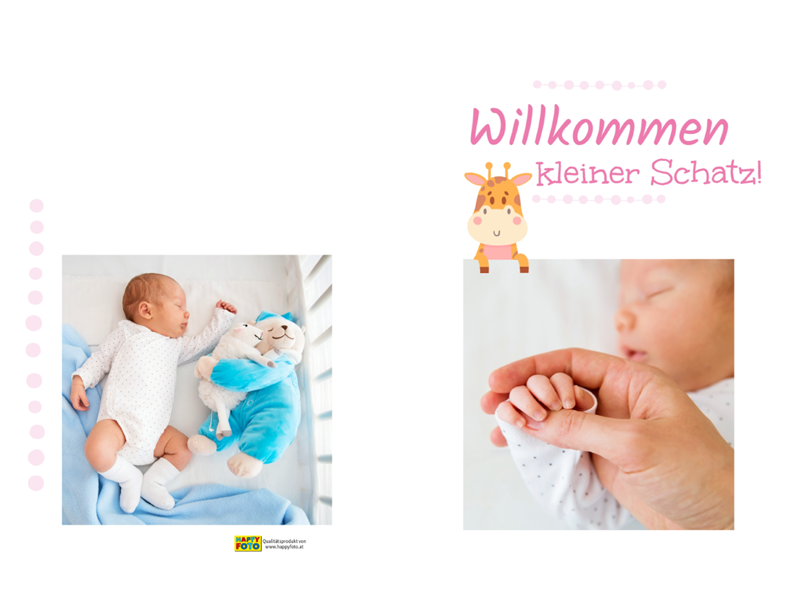 Baby Rosa mit Tieren